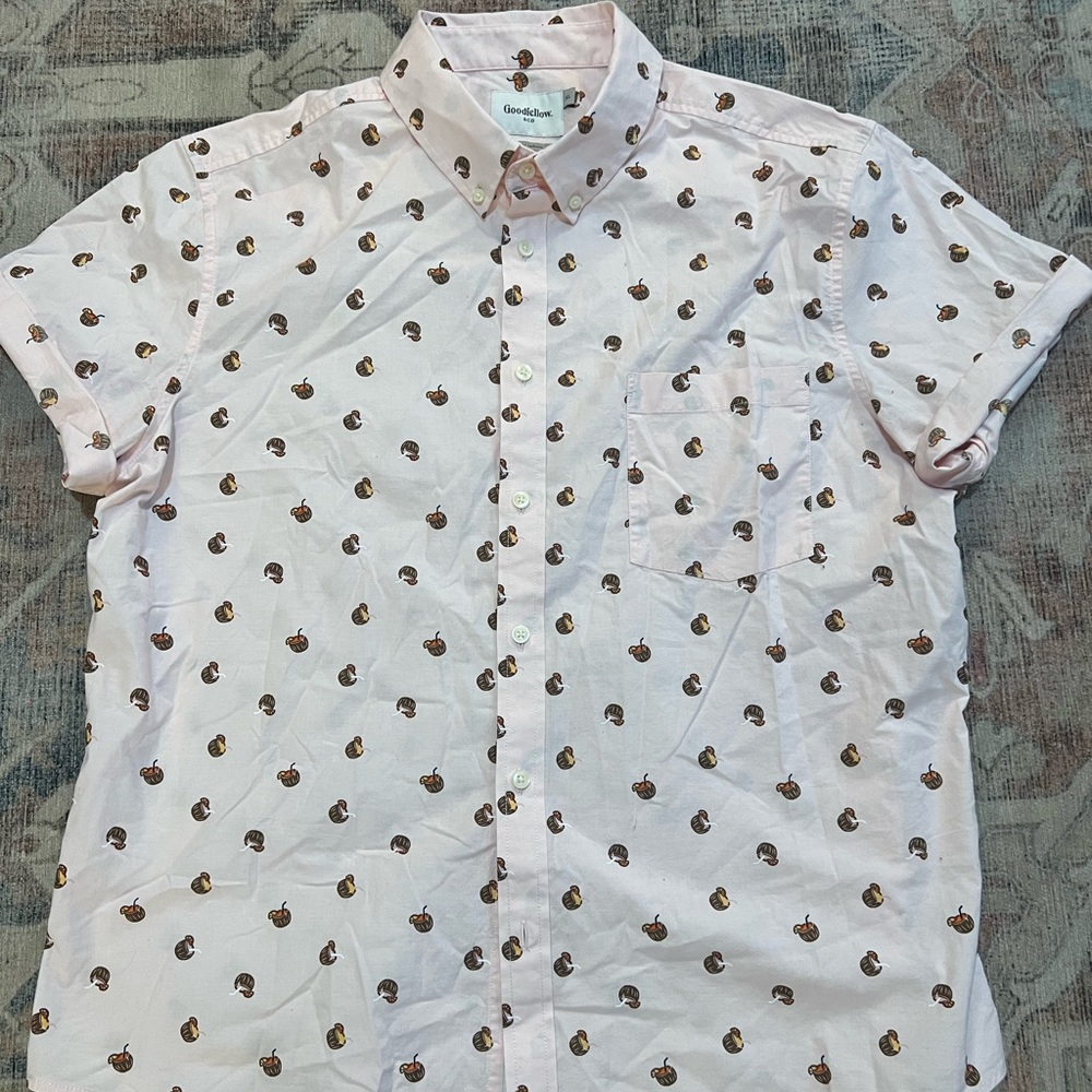 Goodfellow & Co patterned short sleeve button up. Slim fit XL.
